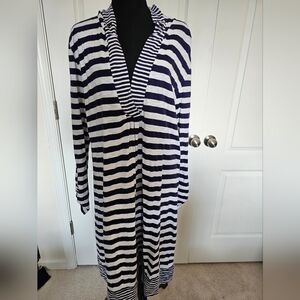 Natural Reflections Navy Blue and White Striped Dress